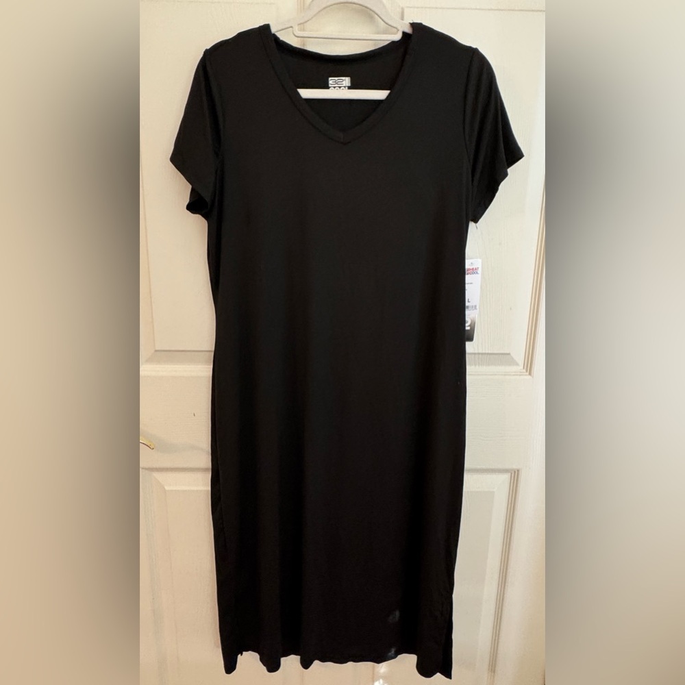 32 Degrees lightweight black midi dress NWT size L